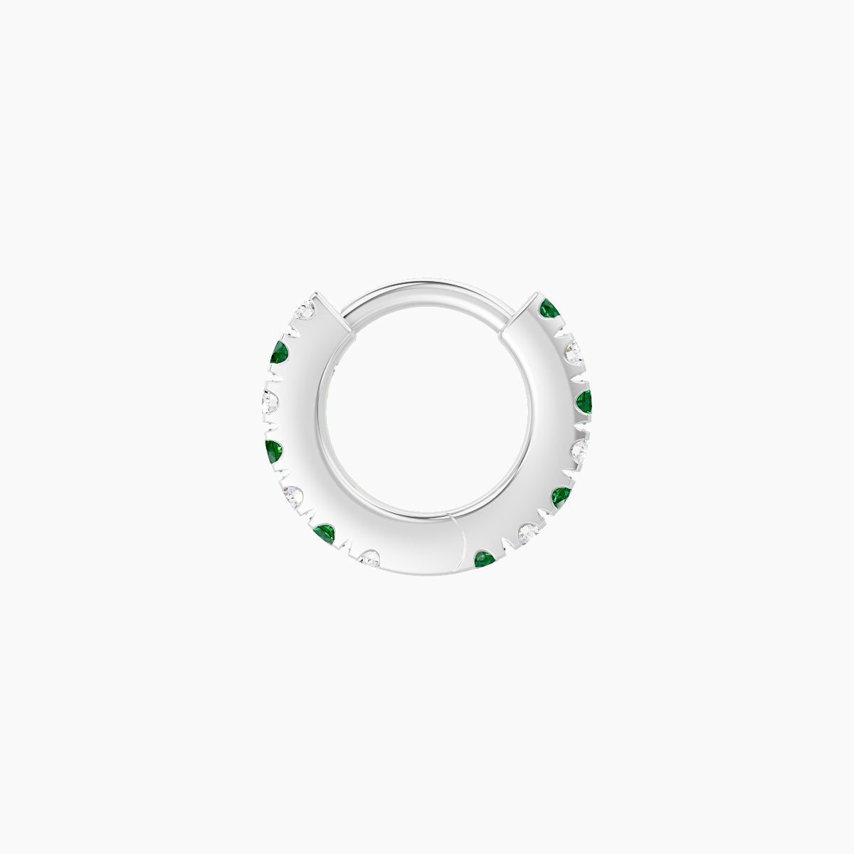 Terra | 18k White Gold 5 mm Emerald & Diamond Hoop Piercing