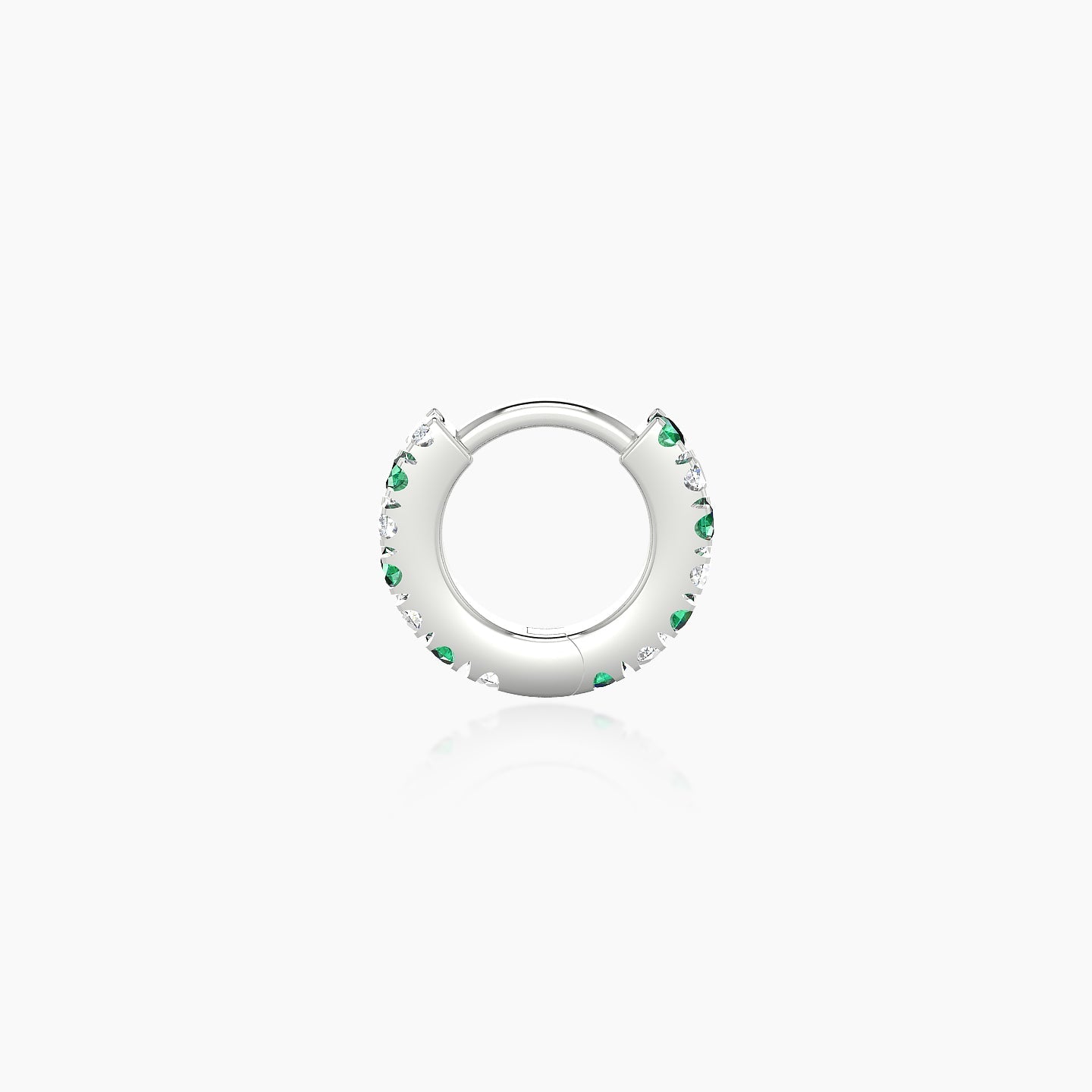Terra | 18k White Gold 5 mm Emerald & Diamond Hoop Piercing