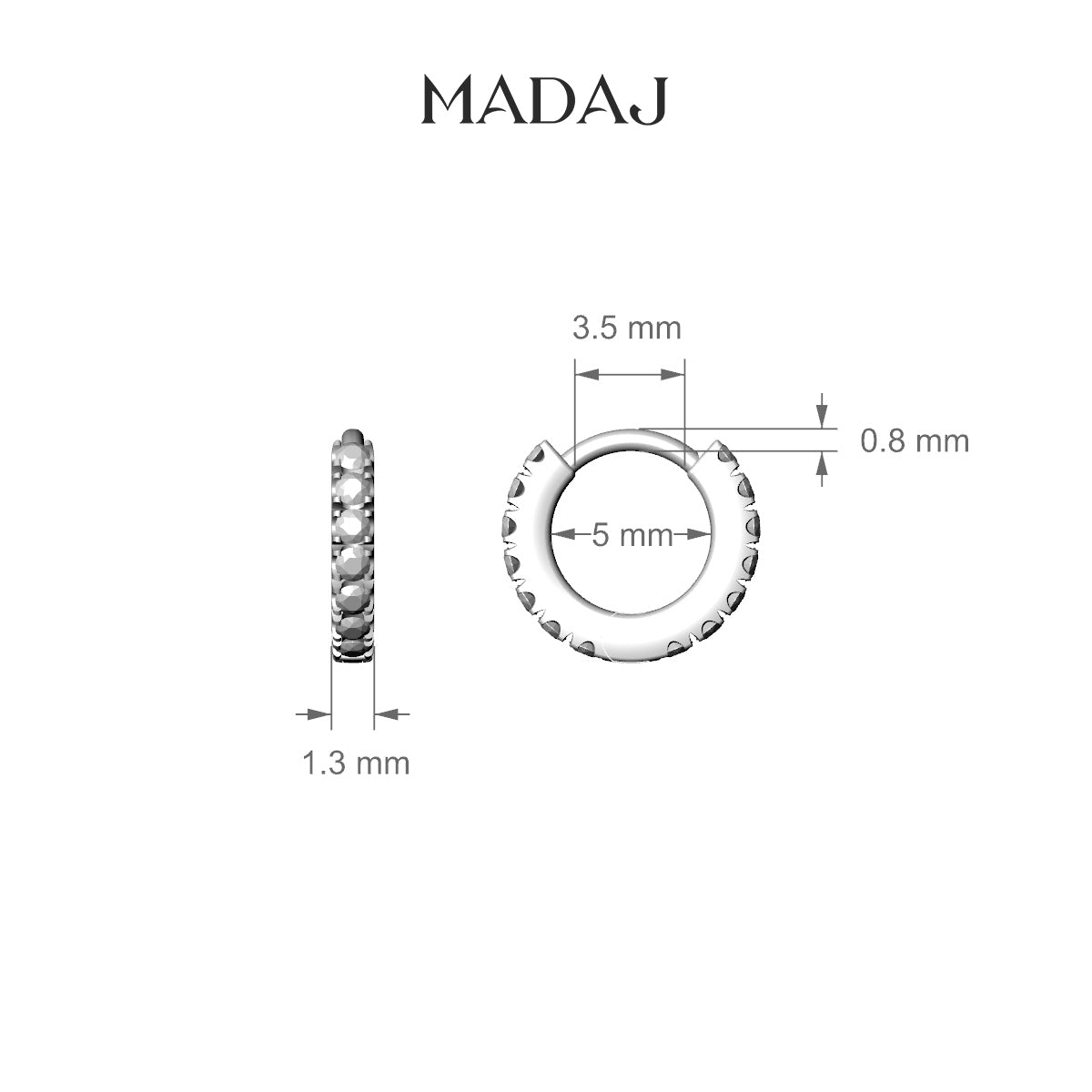 Terra | 18k White Gold 5 mm Emerald Hoop Piercing