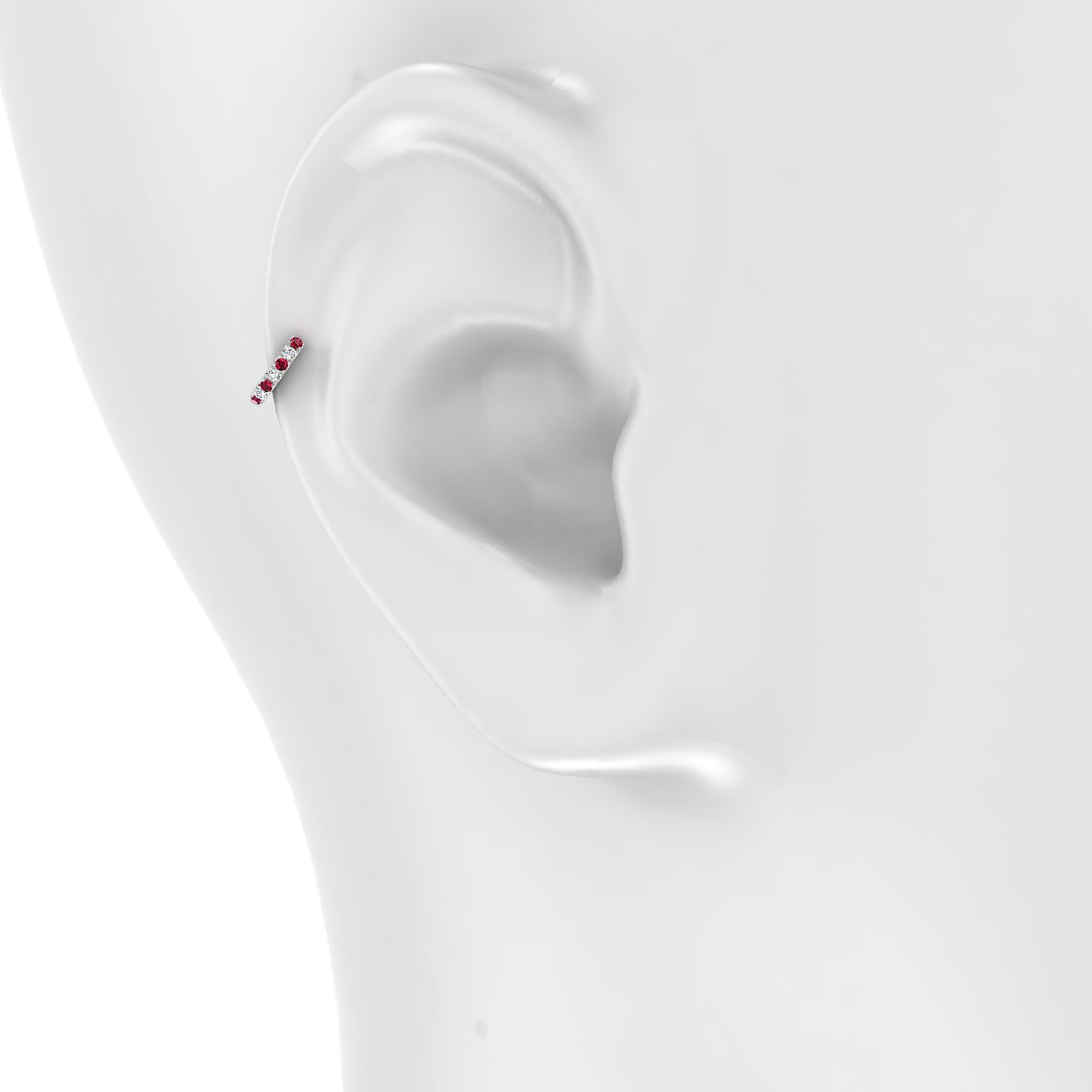 Terra | 18k White Gold 5 mm Ruby & Diamond Hoop Piercing