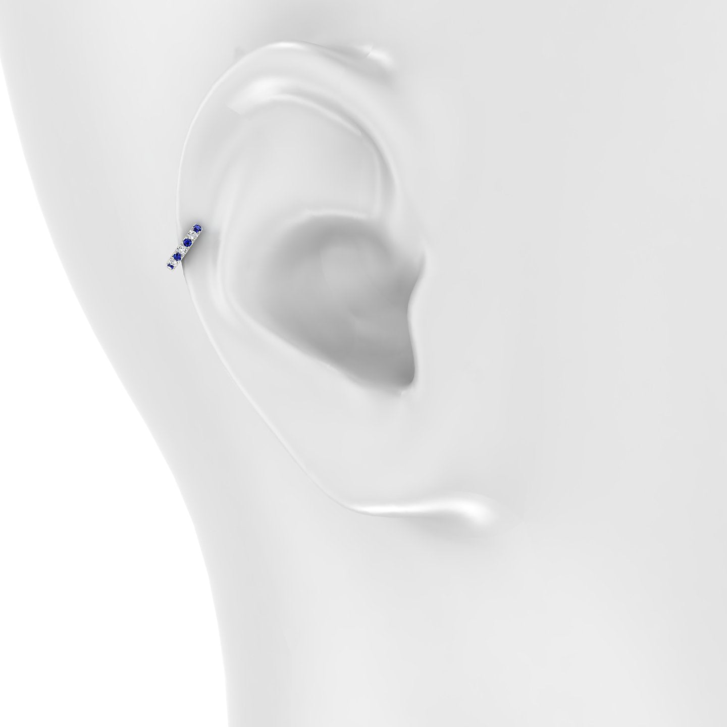 Terra | 18k White Gold 5 mm Sapphire & Diamond Hoop Piercing