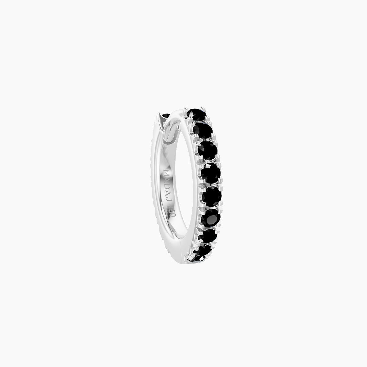 Terra | 18k White Gold 6.5 mm Black Diamond Hoop Piercing