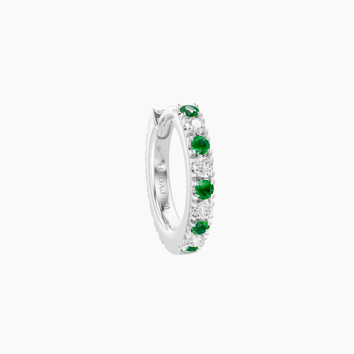 Terra | 18k White Gold 6.5 mm Emerald & Diamond Hoop Piercing