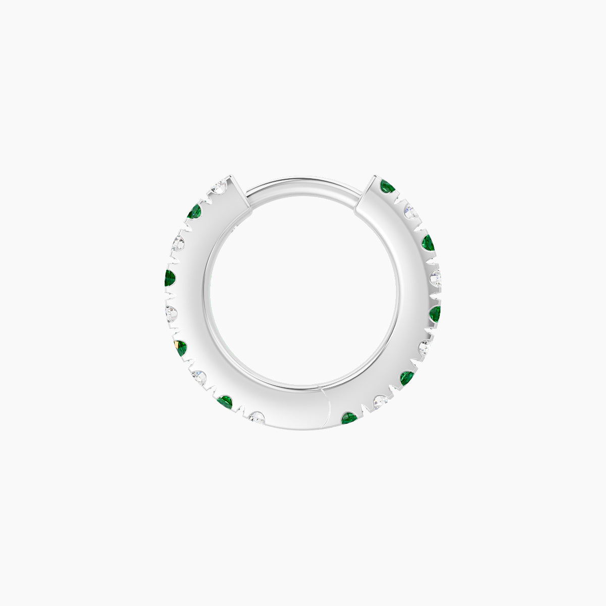 Terra | 18k White Gold 6.5 mm Emerald & Diamond Hoop Piercing