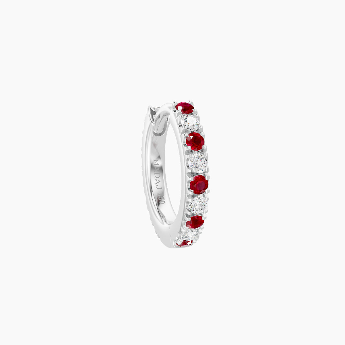 Terra | 18k White Gold 6.5 mm Ruby & Diamond Hoop Piercing