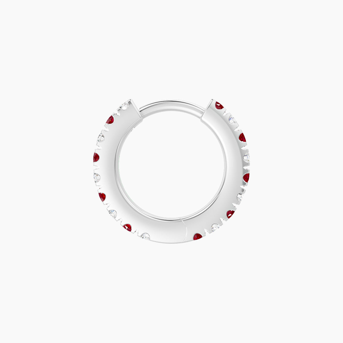 Terra | 18k White Gold 6.5 mm Ruby & Diamond Hoop Piercing