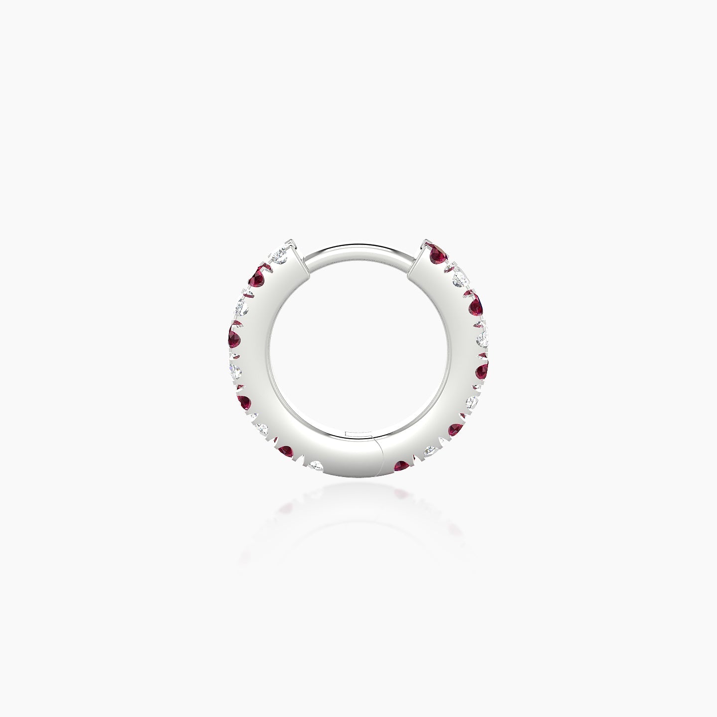 Terra | 18k White Gold 6.5 mm Ruby & Diamond Hoop Piercing