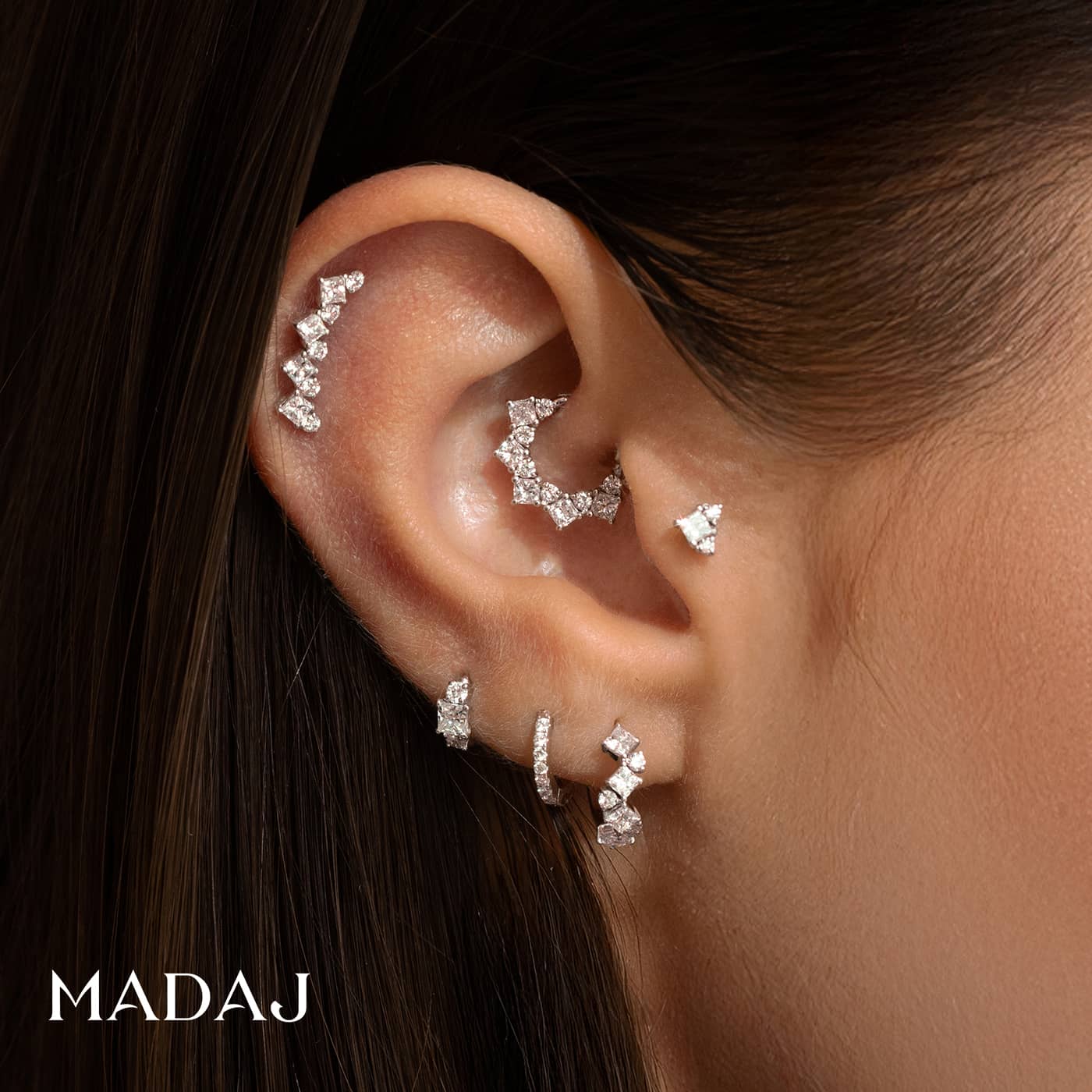 Terra | 18k White Gold 6.5 mm Diamond Hoop Piercing