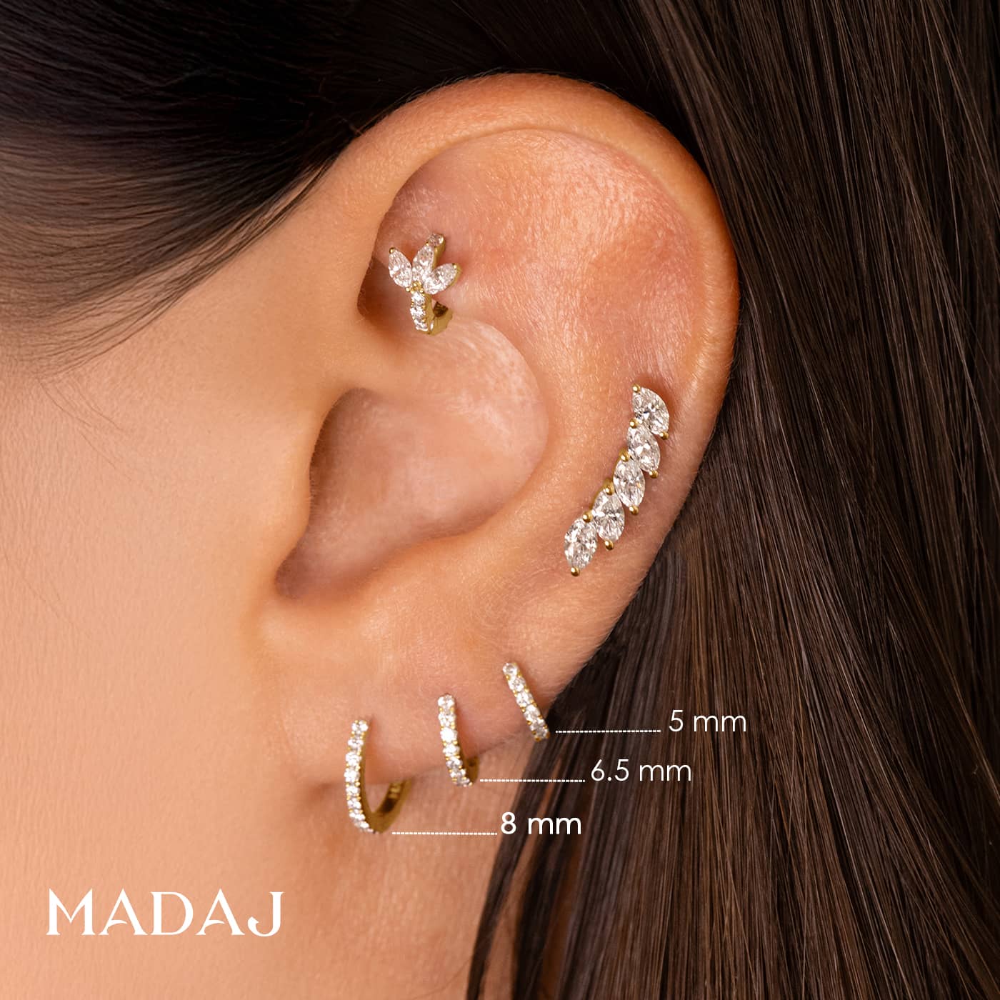 Terra | 18k Yellow Gold 6.5 mm Diamond Hoop Piercing