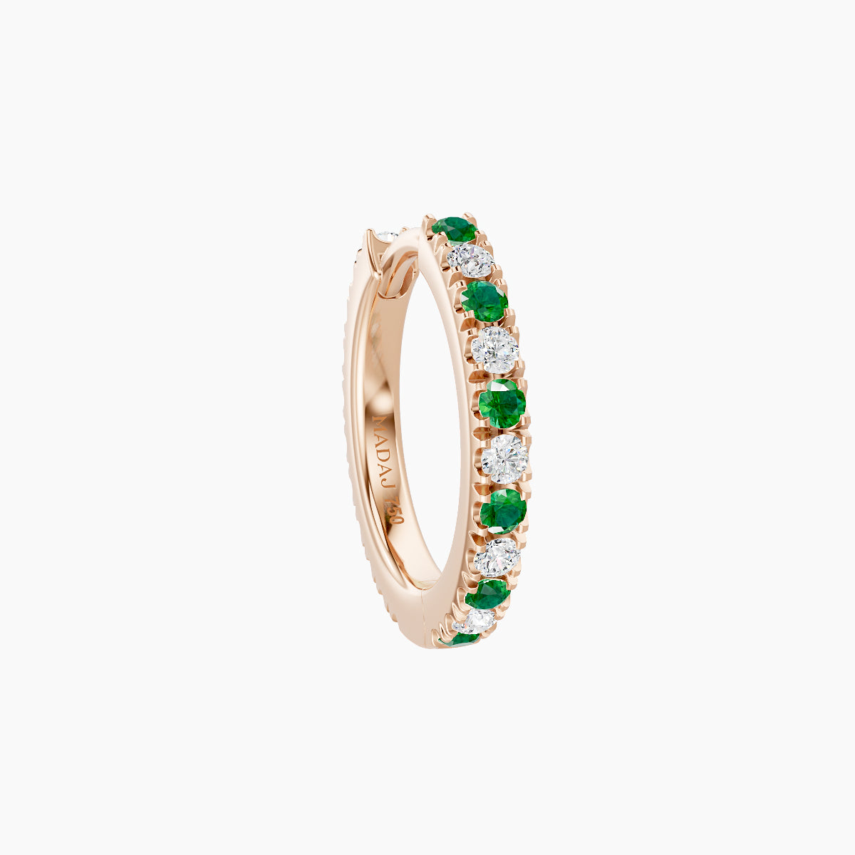 Terra | 18k Rose Gold 8 mm Emerald & Diamond Hoop Piercing