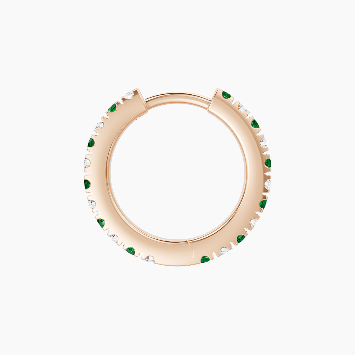 Terra | 18k Rose Gold 8 mm Emerald & Diamond Hoop Piercing