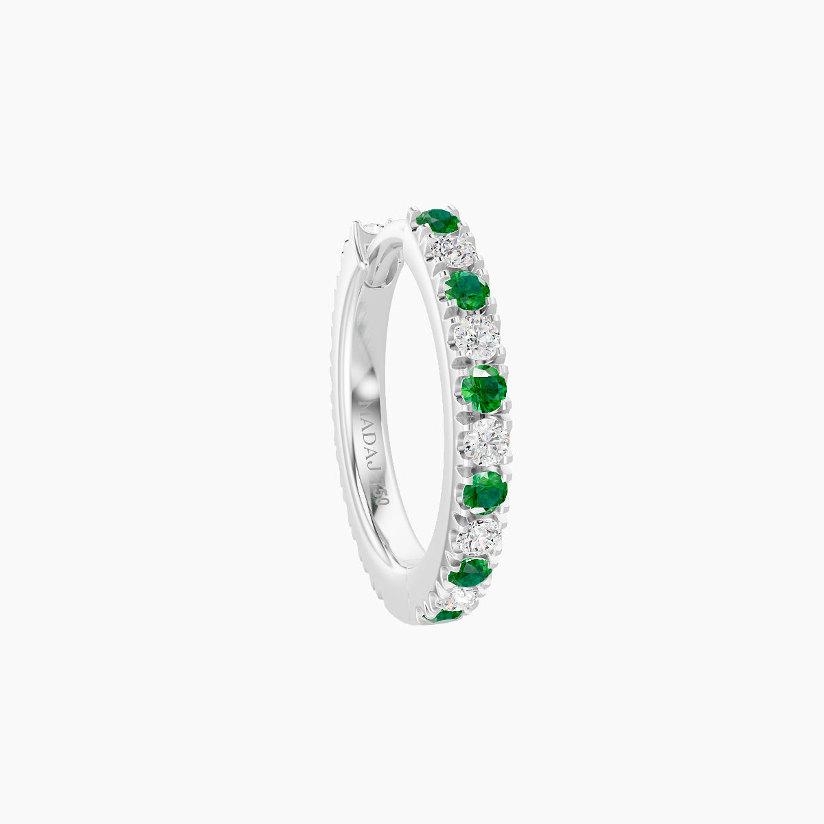 Terra | 18k White Gold 8 mm Emerald & Diamond Hoop Piercing