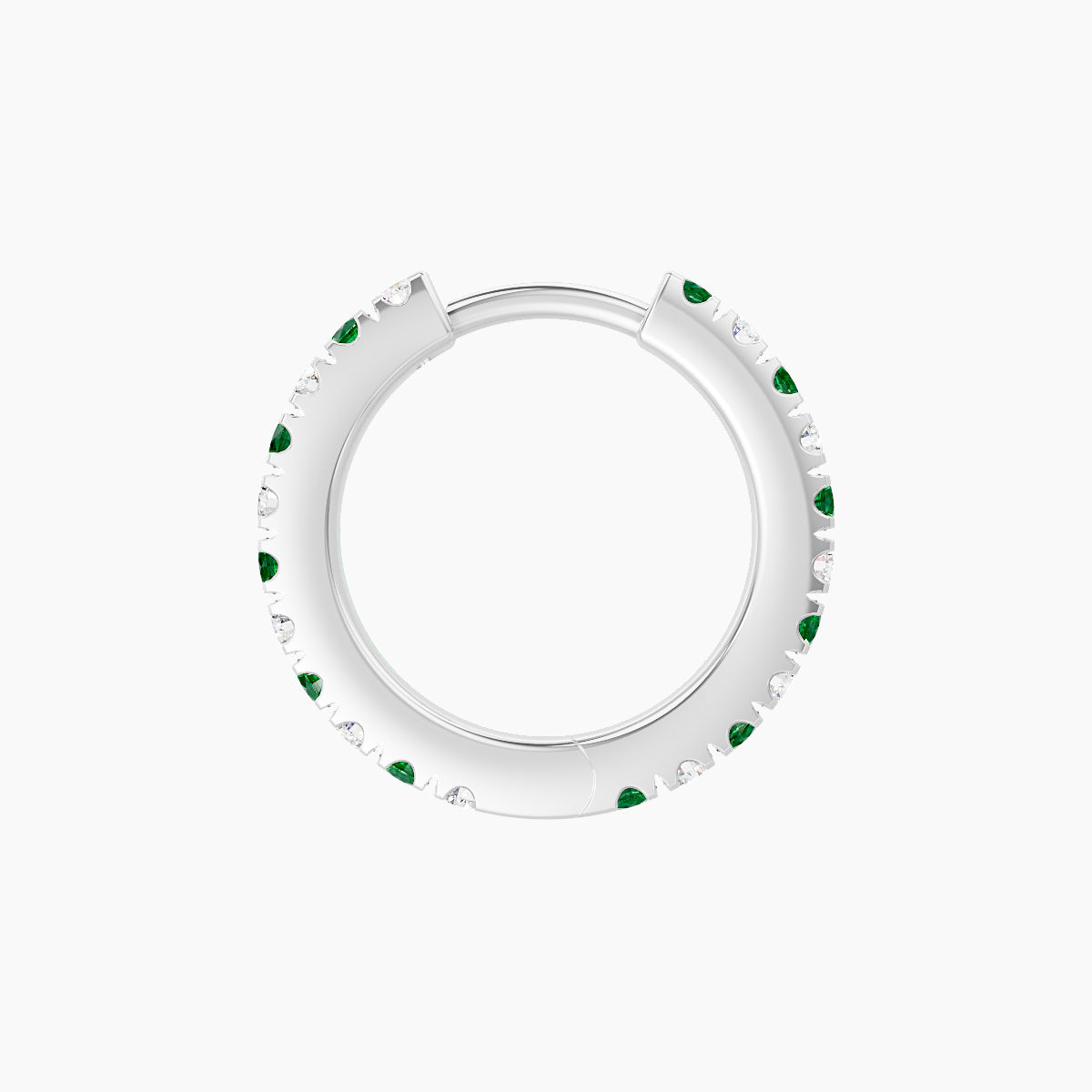 Terra | 18k White Gold 8 mm Emerald & Diamond Hoop Piercing