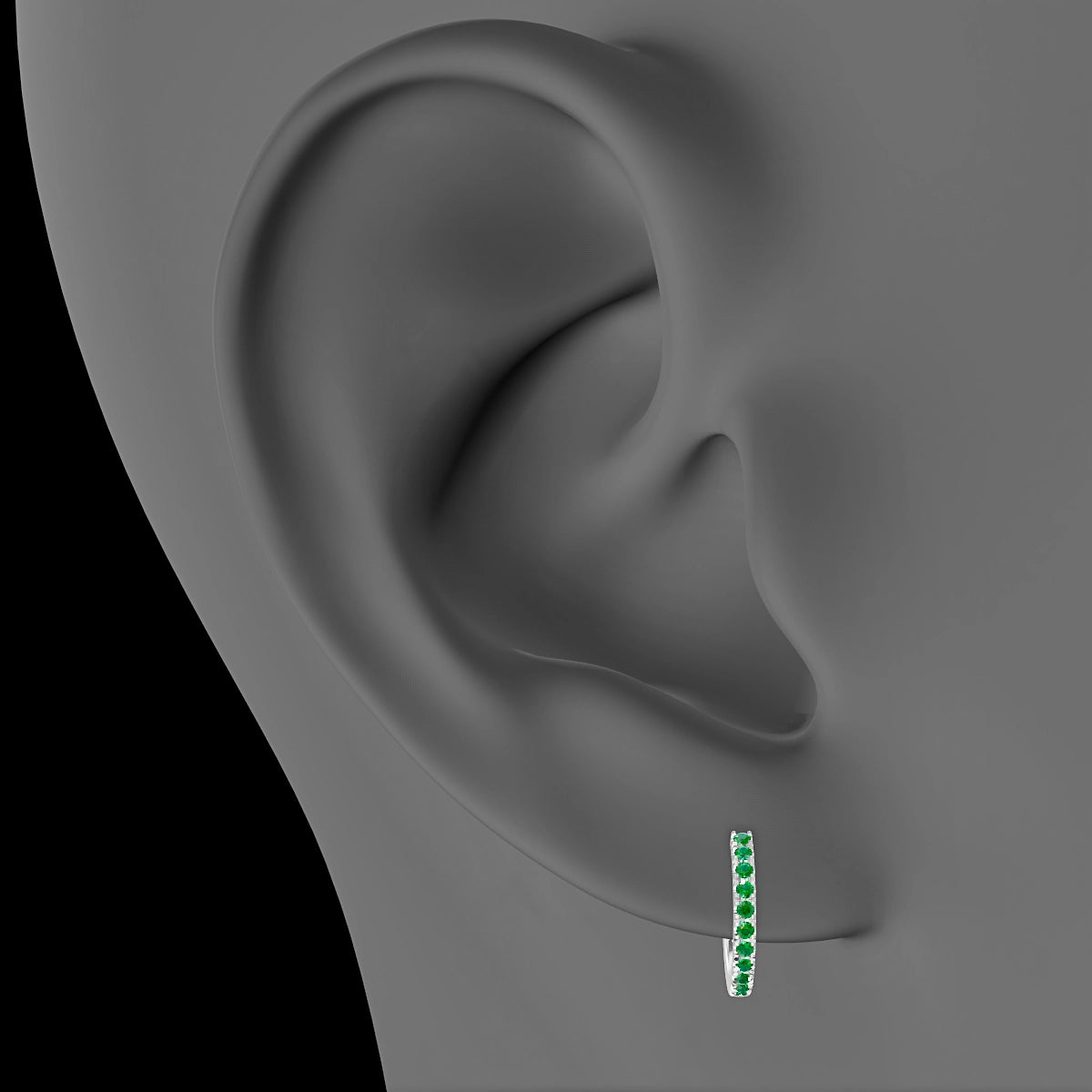 Terra | 18k White Gold 8 mm Emerald Hoop Piercing
