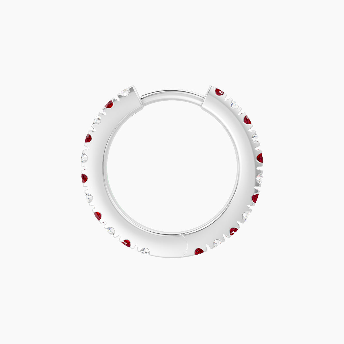 Terra | 18k White Gold 8 mm Ruby & Diamond Hoop Piercing