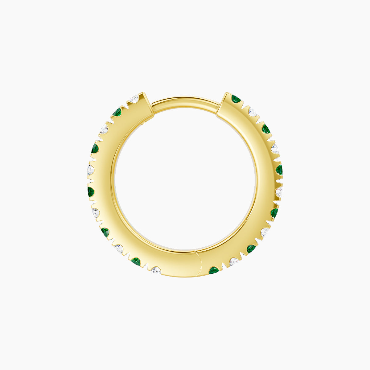 Terra | 18k Yellow Gold 8 mm Emerald & Diamond Hoop Piercing