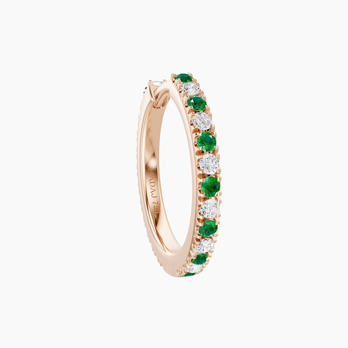Terra | 18k Rose Gold 9.5 mm Emerald & Diamond Hoop Piercing