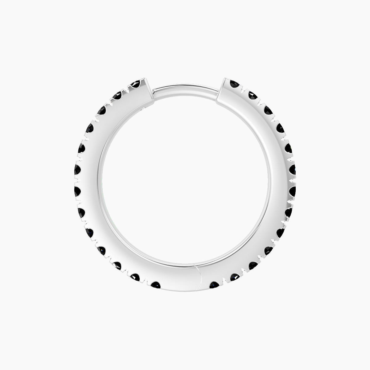Terra | 18k White Gold 9.5 mm Black Diamond Hoop Piercing