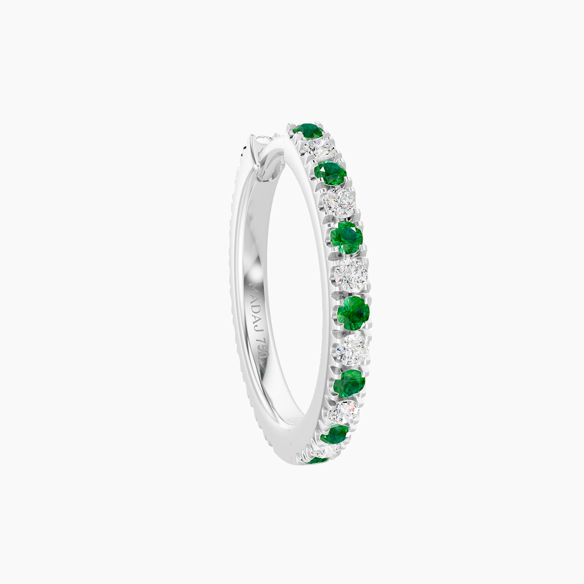 Terra | 18k White Gold 9.5 mm Emerald & Diamond Hoop Piercing