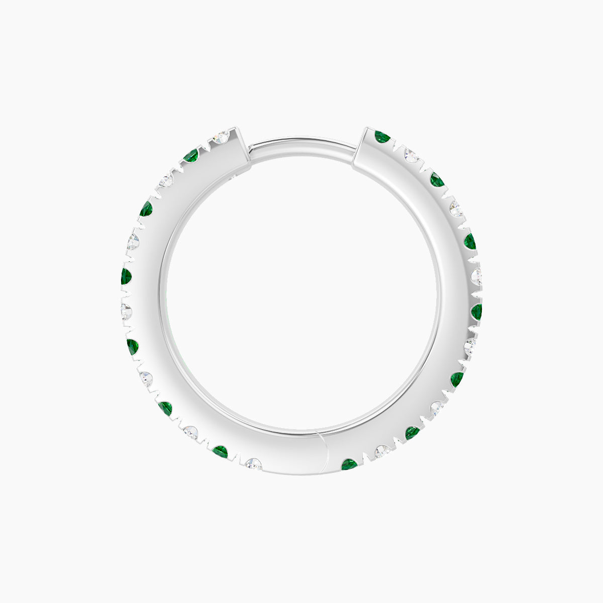 Terra | 18k White Gold 9.5 mm Emerald & Diamond Hoop Piercing