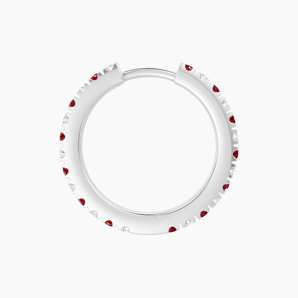 Terra | 18k White Gold 9.5 mm Ruby & Diamond Hoop Piercing