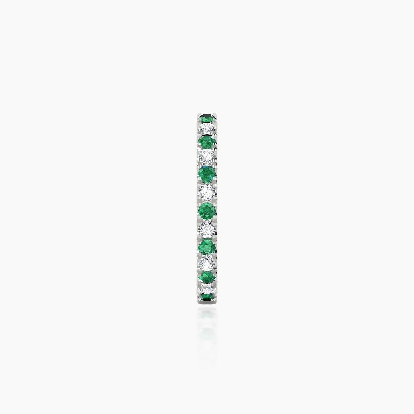 Terra | 18k White Gold 9.5 mm Emerald & Diamond Hoop Piercing
