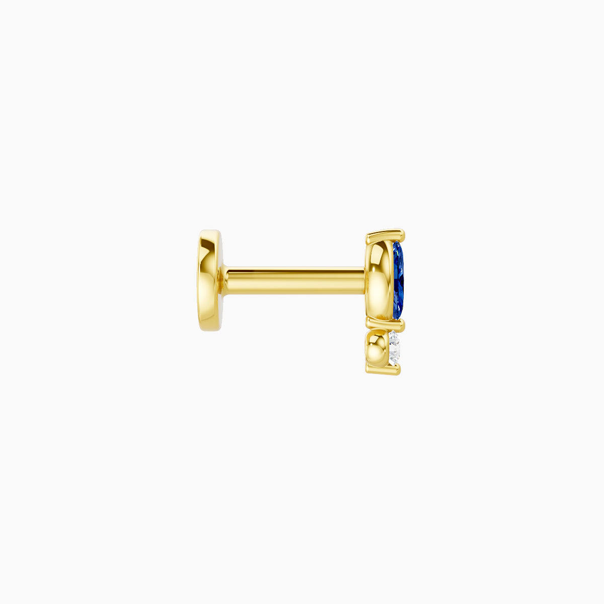 Thea | 18k Yellow Gold 5 mm 5.5 mm Sapphire & Diamond Nose Piercing