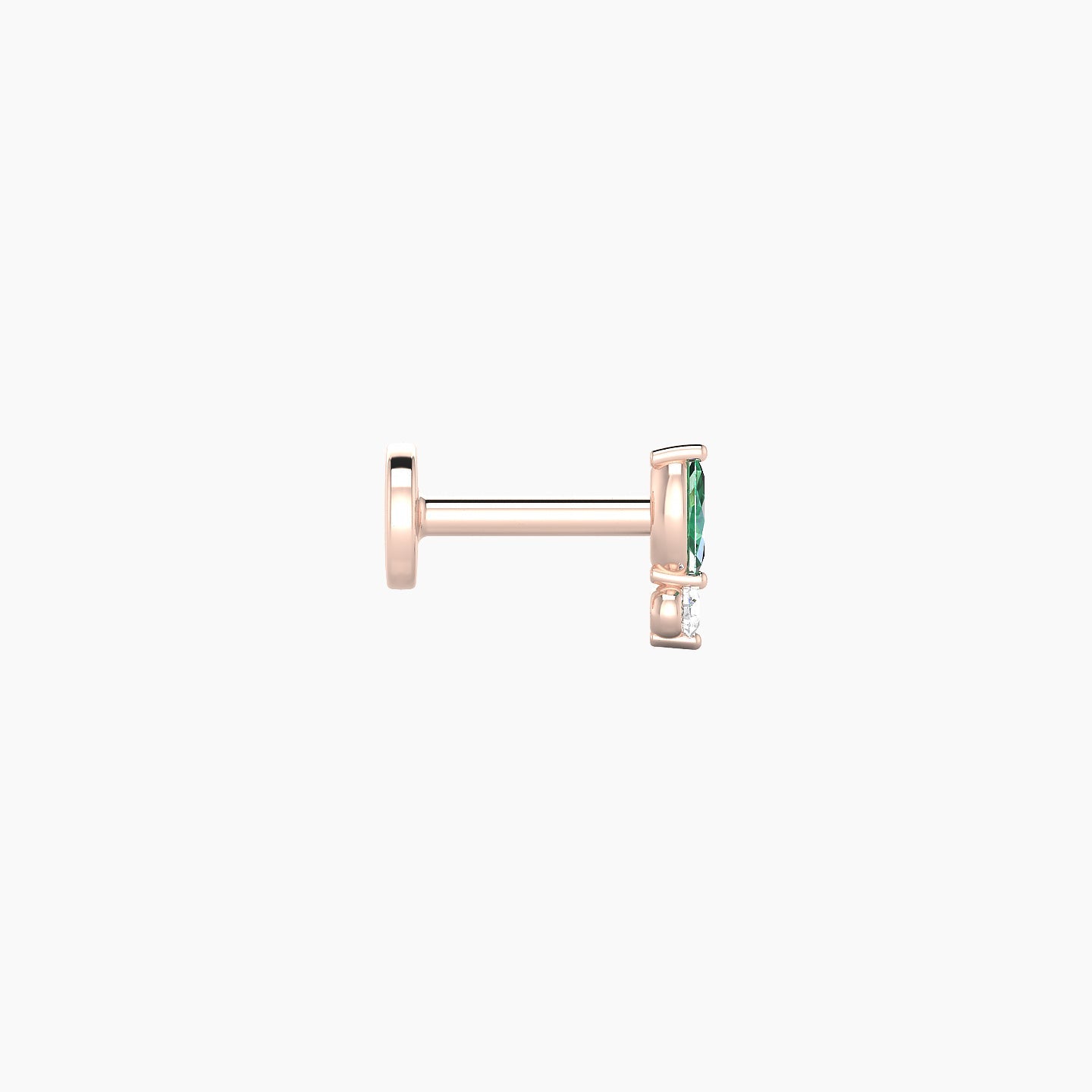 Thea | 18k Rose Gold 5 mm 5.5 mm Emerald & Diamond Nose Piercing