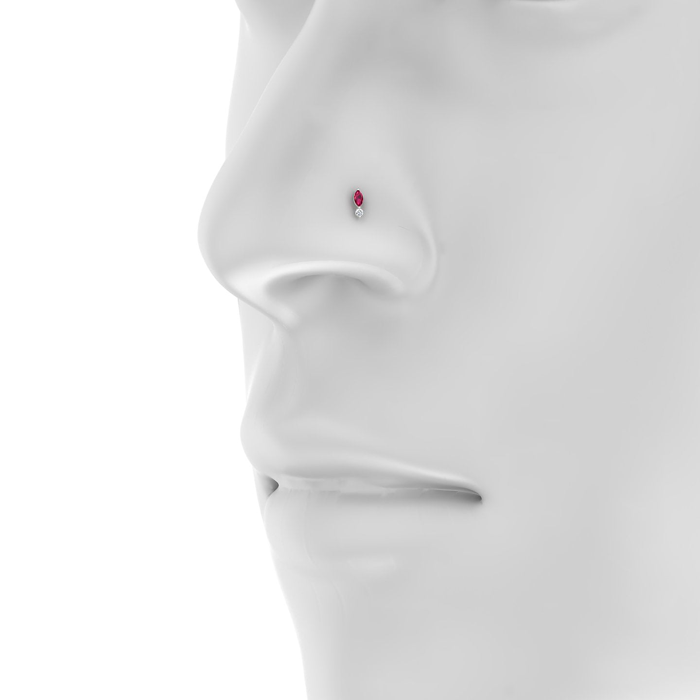 Thea | 18k White Gold 5 mm 5.5 mm Ruby & Diamond Nose Piercing
