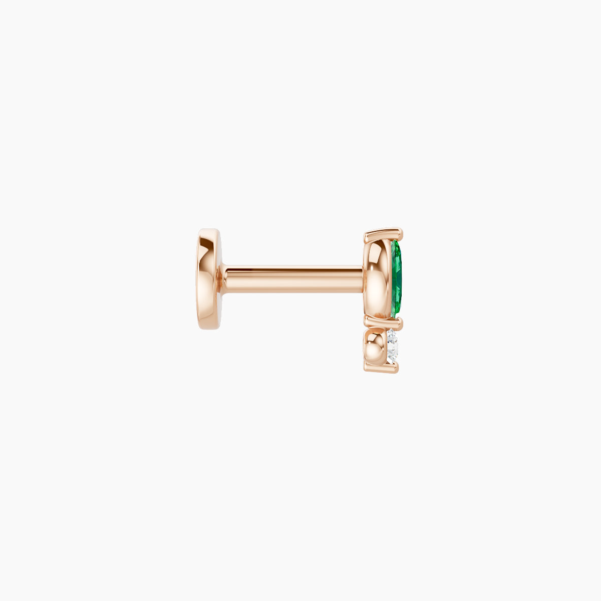 Thea | 18k Rose Gold 5 mm 5.5 mm Emerald & Diamond Piercing
