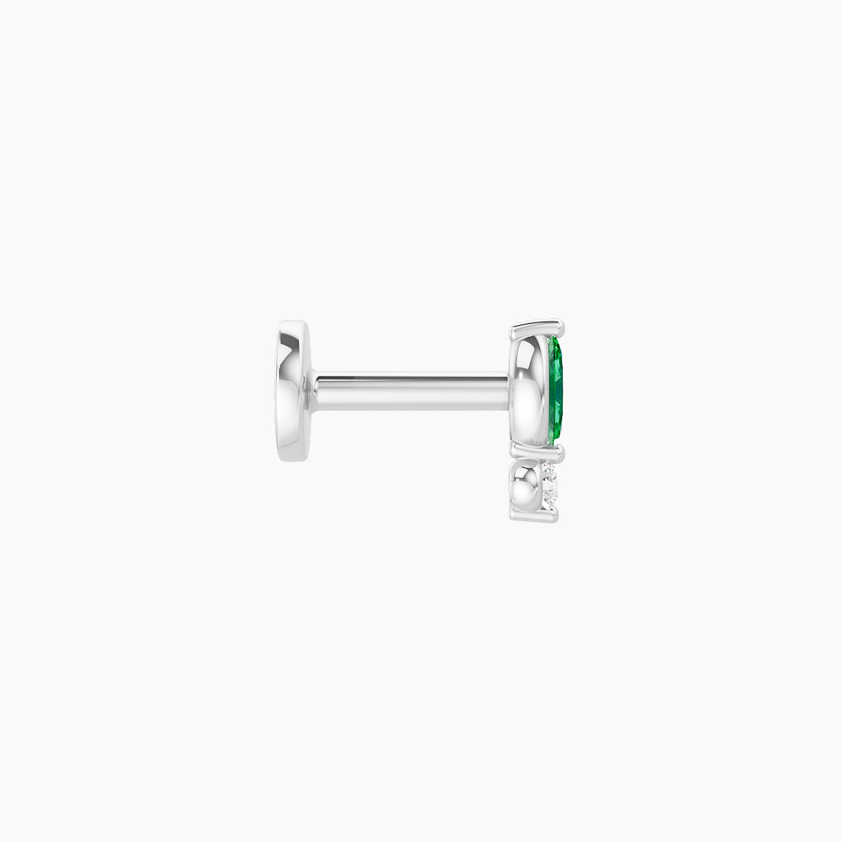 Thea | 18k White Gold 5 mm 5.5 mm Emerald & Diamond Piercing
