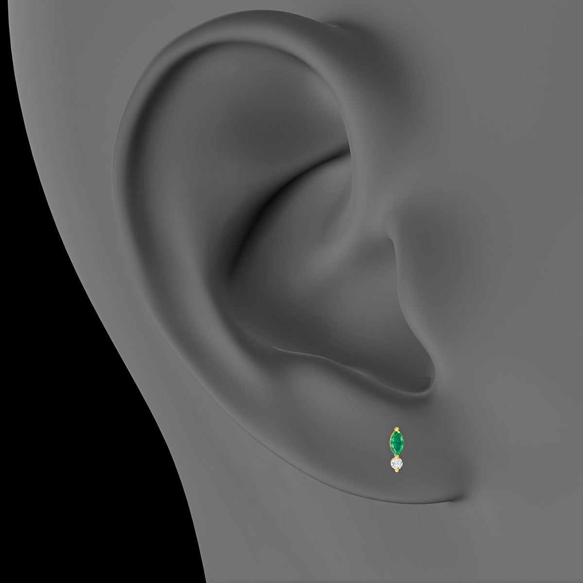 Thea | 18k Yellow Gold 5 mm 5.5 mm Emerald & Diamond Piercing