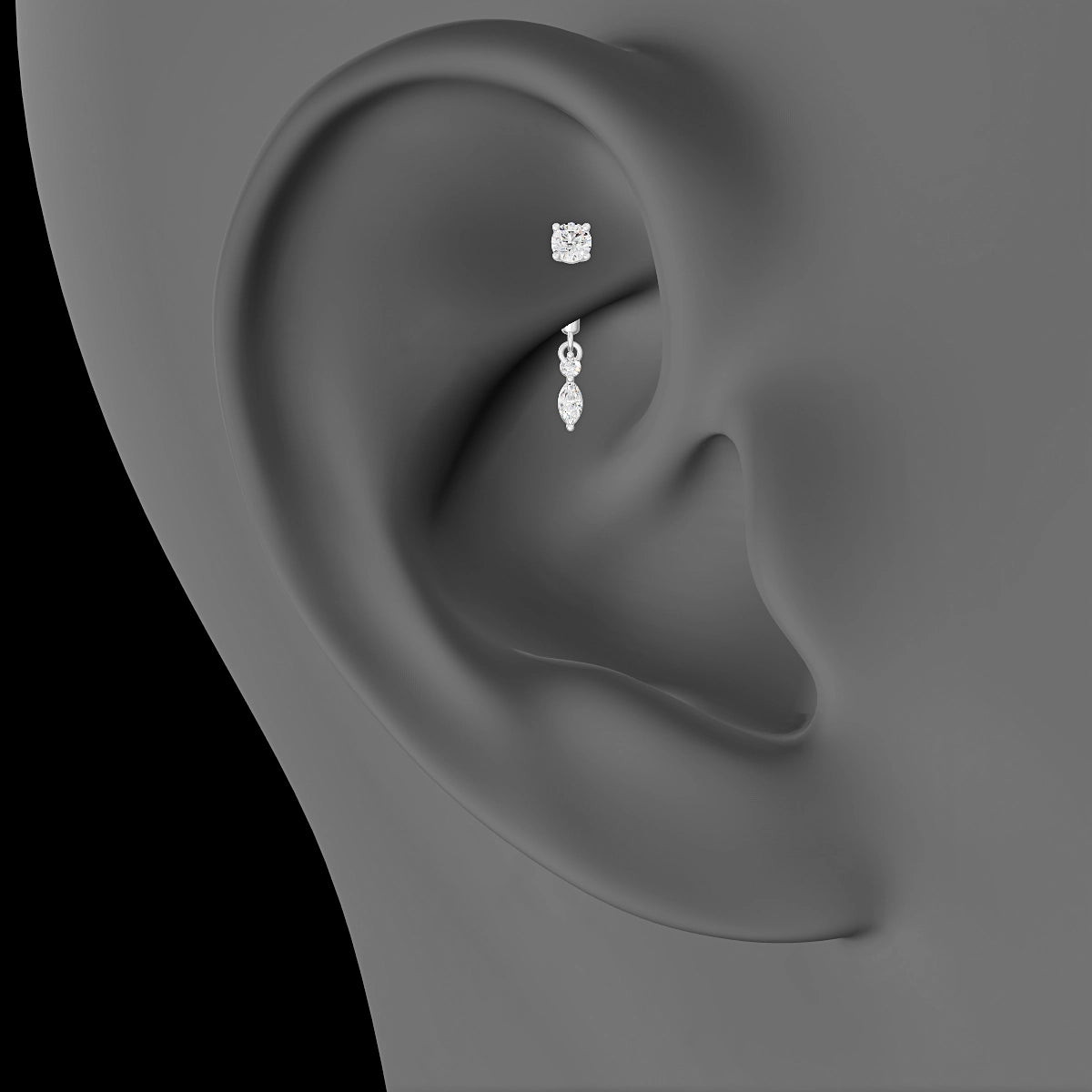Thea | 18k White Gold 6 mm Diamond Rook Piercing