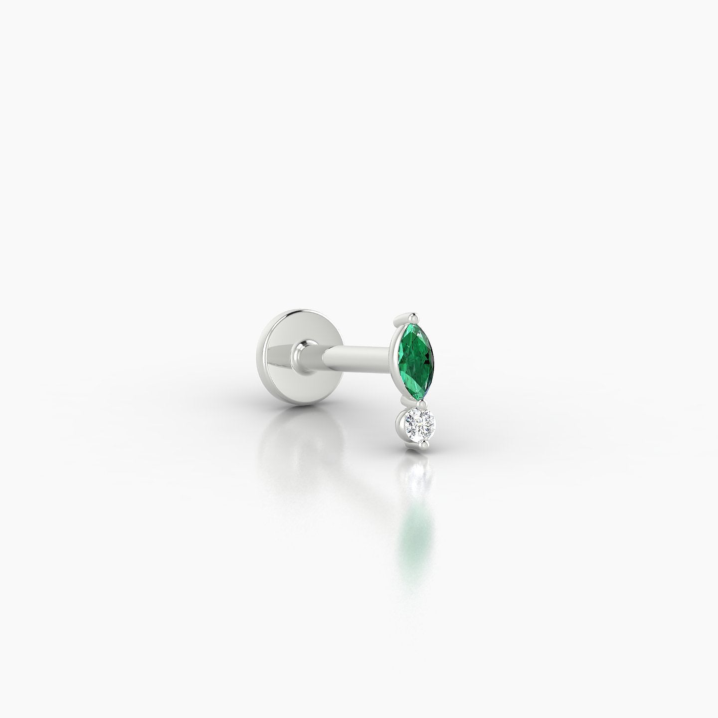 Thea | 18k White Gold 6.5 mm 5.5 mm Emerald & Diamond Nose Piercing