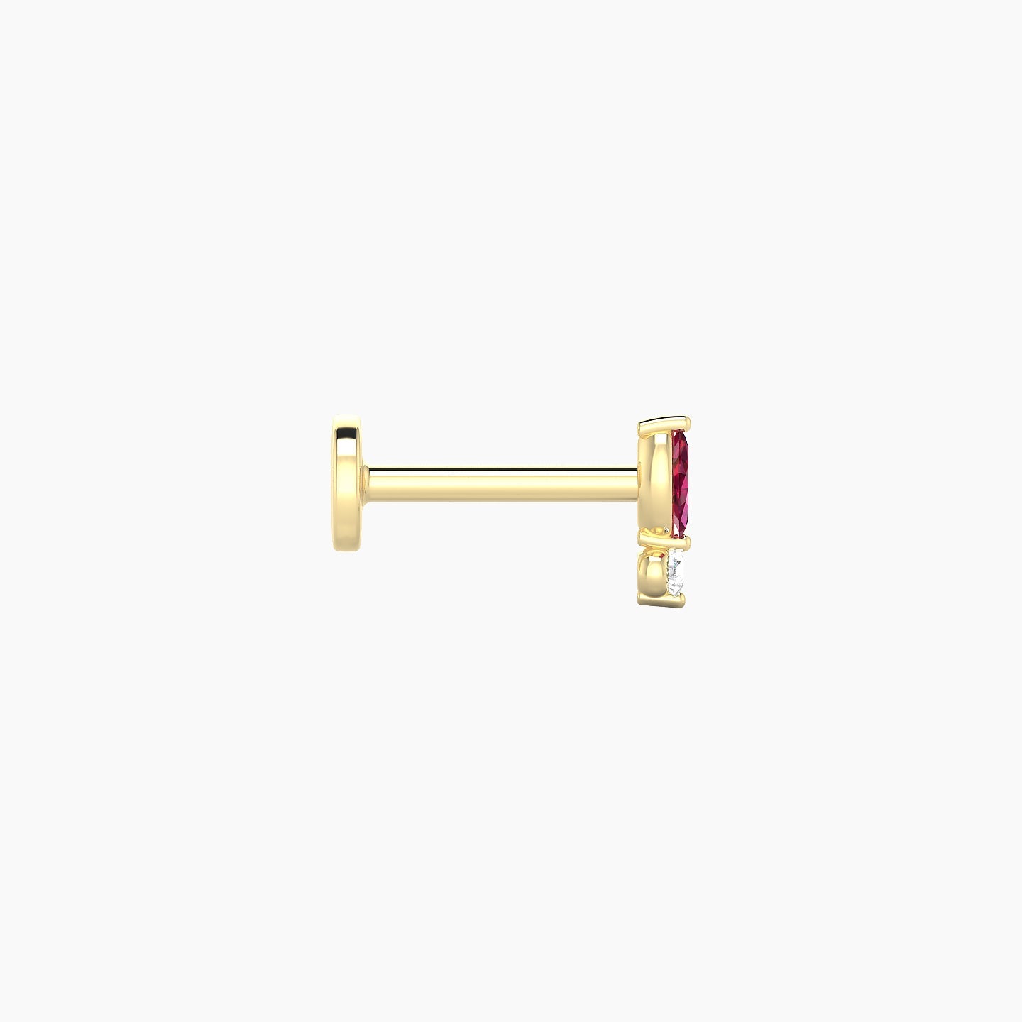 Thea | 18k Yellow Gold 6.5 mm 5.5 mm Ruby & Diamond Nose Piercing