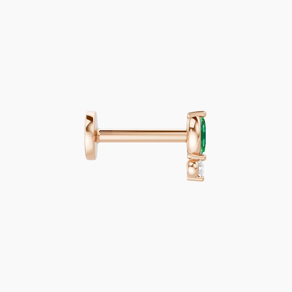 Thea | 18k Rose Gold 6.5 mm 5.5 mm Emerald & Diamond Piercing