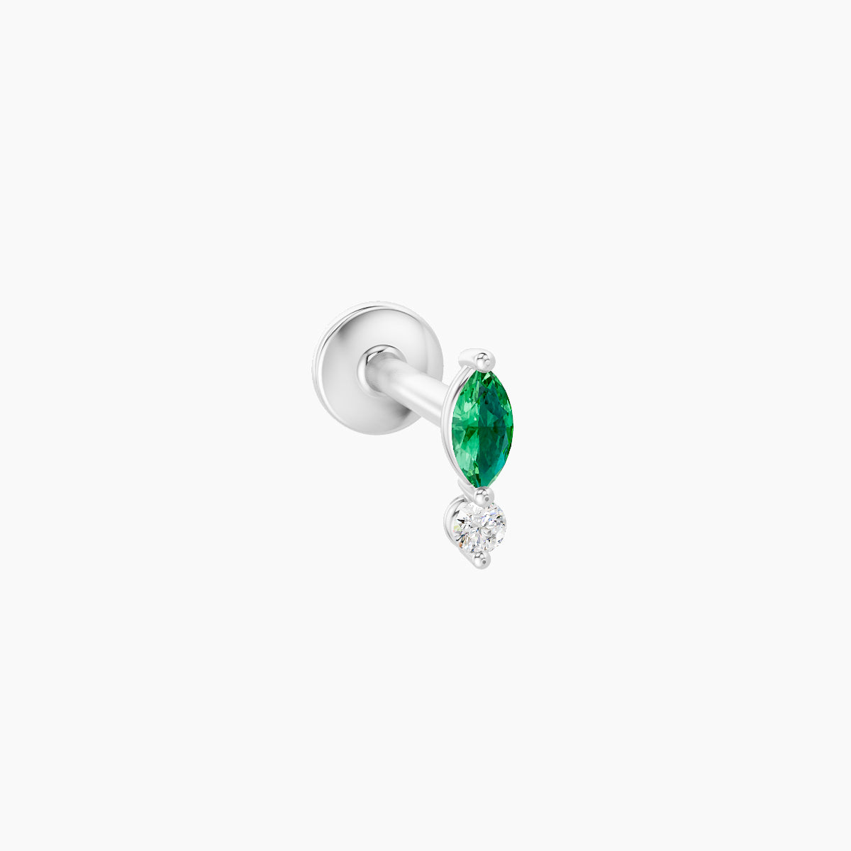 Thea | 18k White Gold 6.5 mm 5.5 mm Emerald & Diamond Piercing