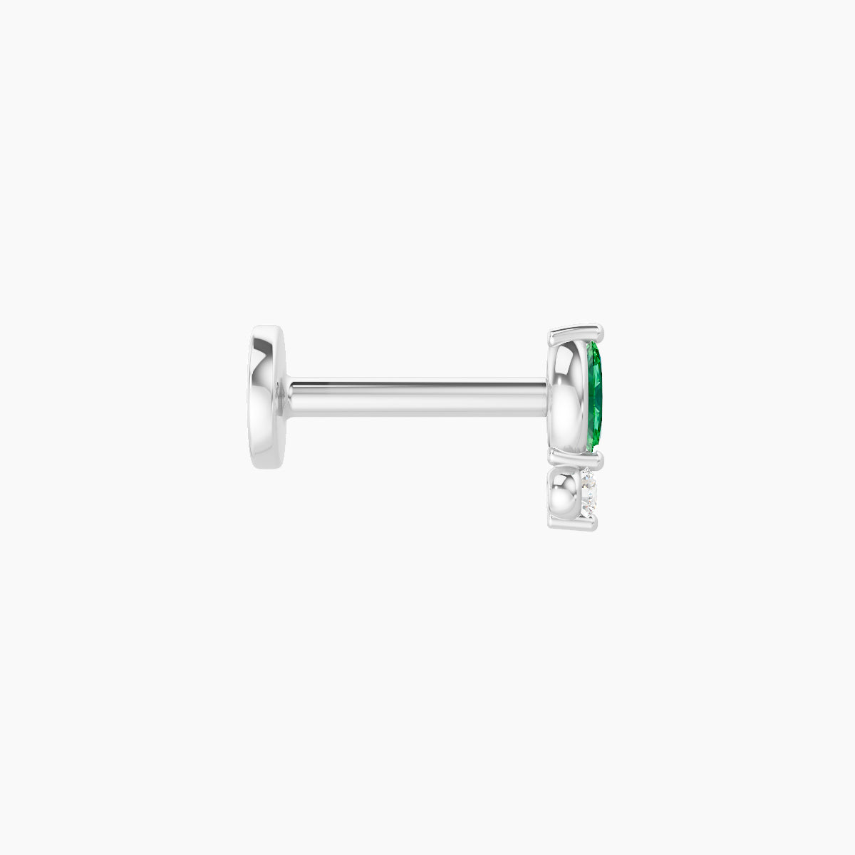 Thea | 18k White Gold 6.5 mm 5.5 mm Emerald & Diamond Piercing