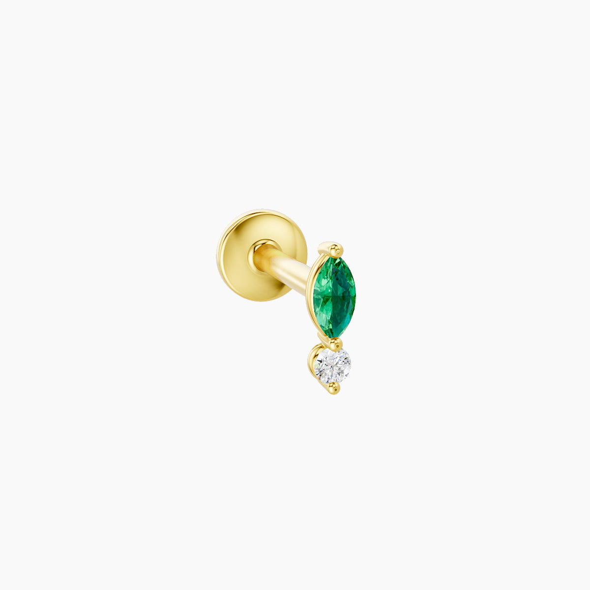 Thea | 18k Yellow Gold 6.5 mm 5.5 mm Emerald & Diamond Piercing