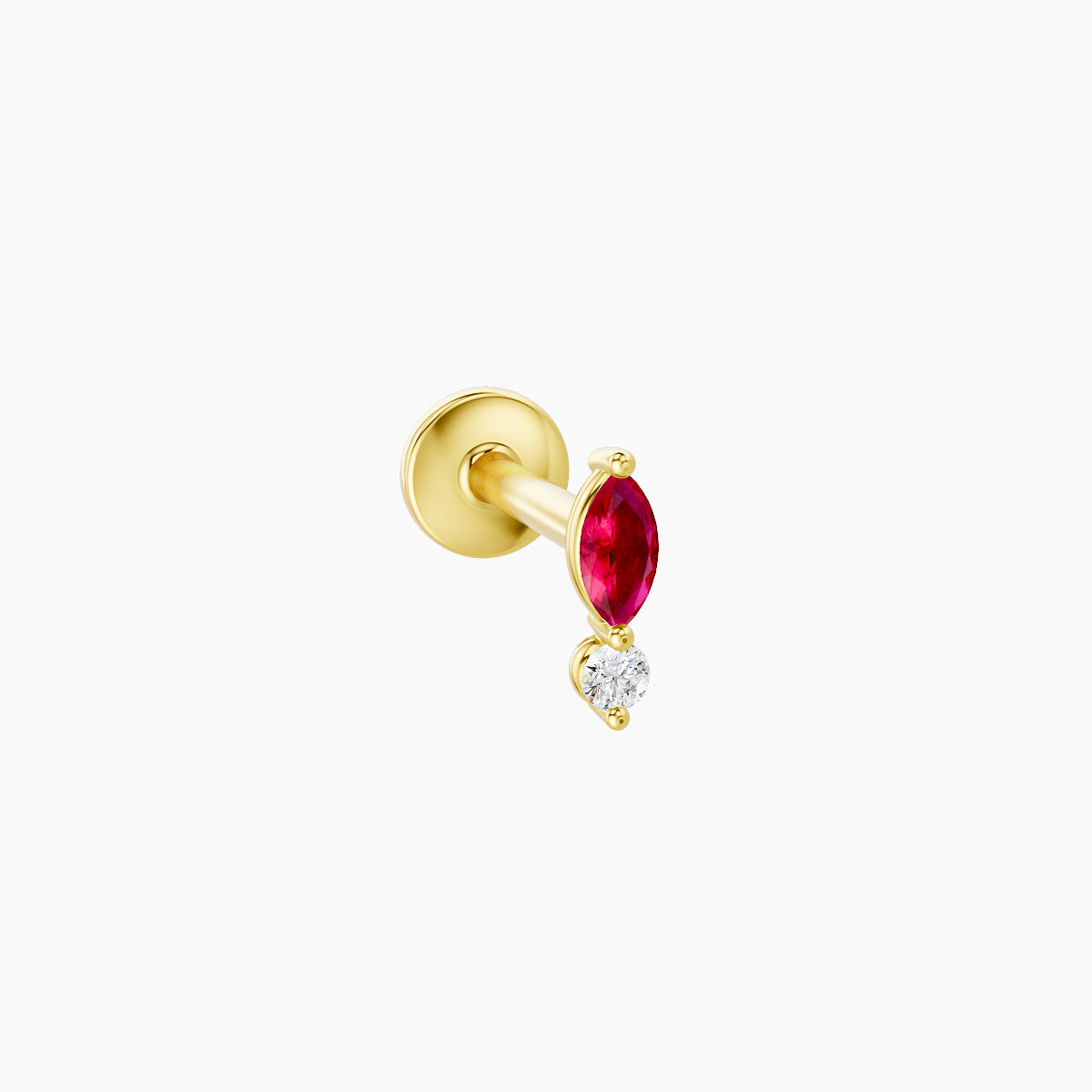 Thea | 18k Yellow Gold 6.5 mm 5.5 mm Ruby & Diamond Piercing