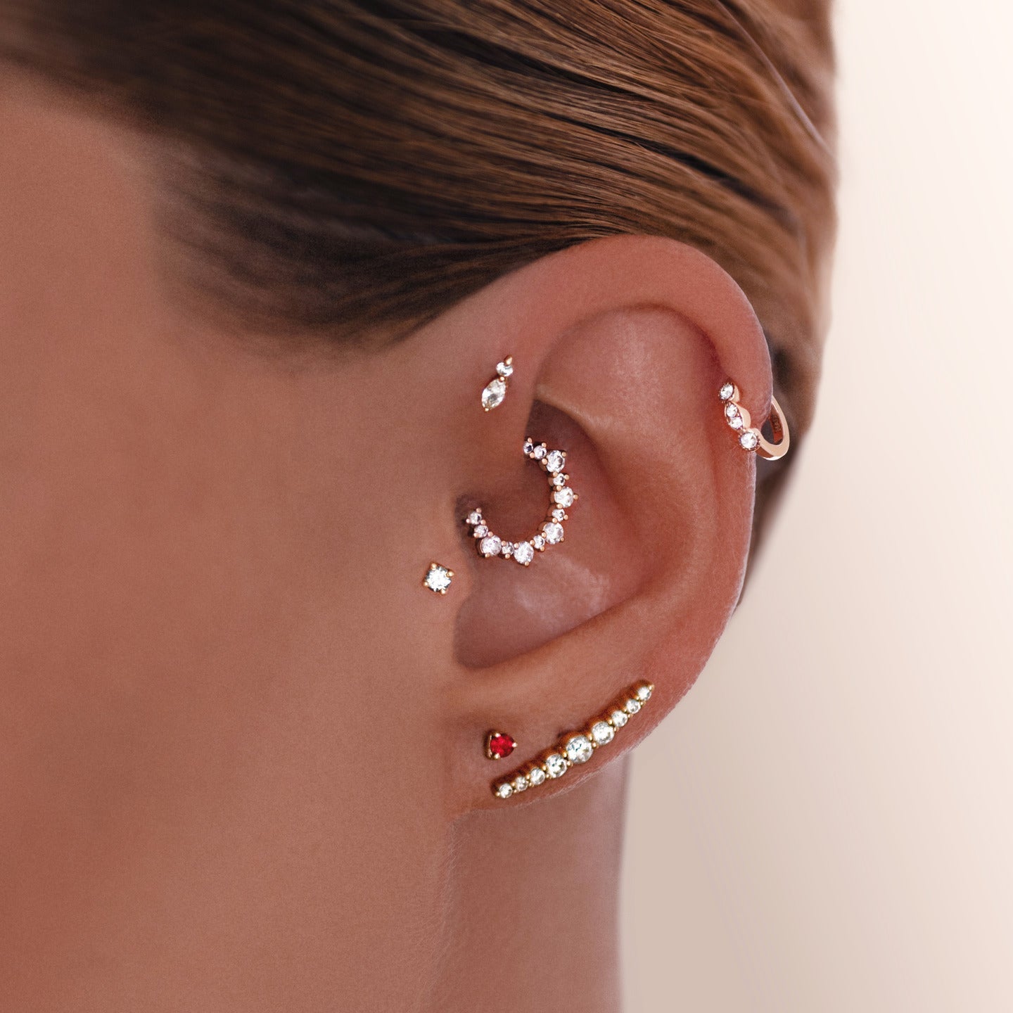 Thea | 18k Rose Gold 5.5 mm 6.5 mm Diamond Piercing