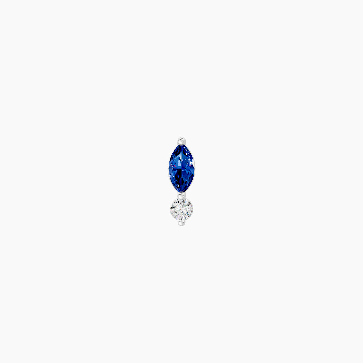Thea | 18k White Gold 8 mm 5.5 mm Sapphire & Diamond Nose Piercing