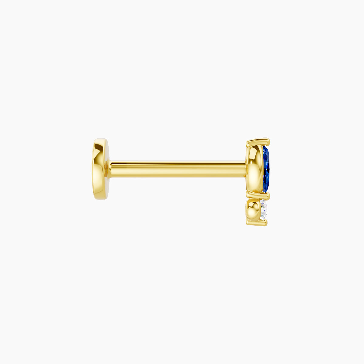 Thea | 18k Yellow Gold 8 mm 5.5 mm Sapphire & Diamond Nose Piercing