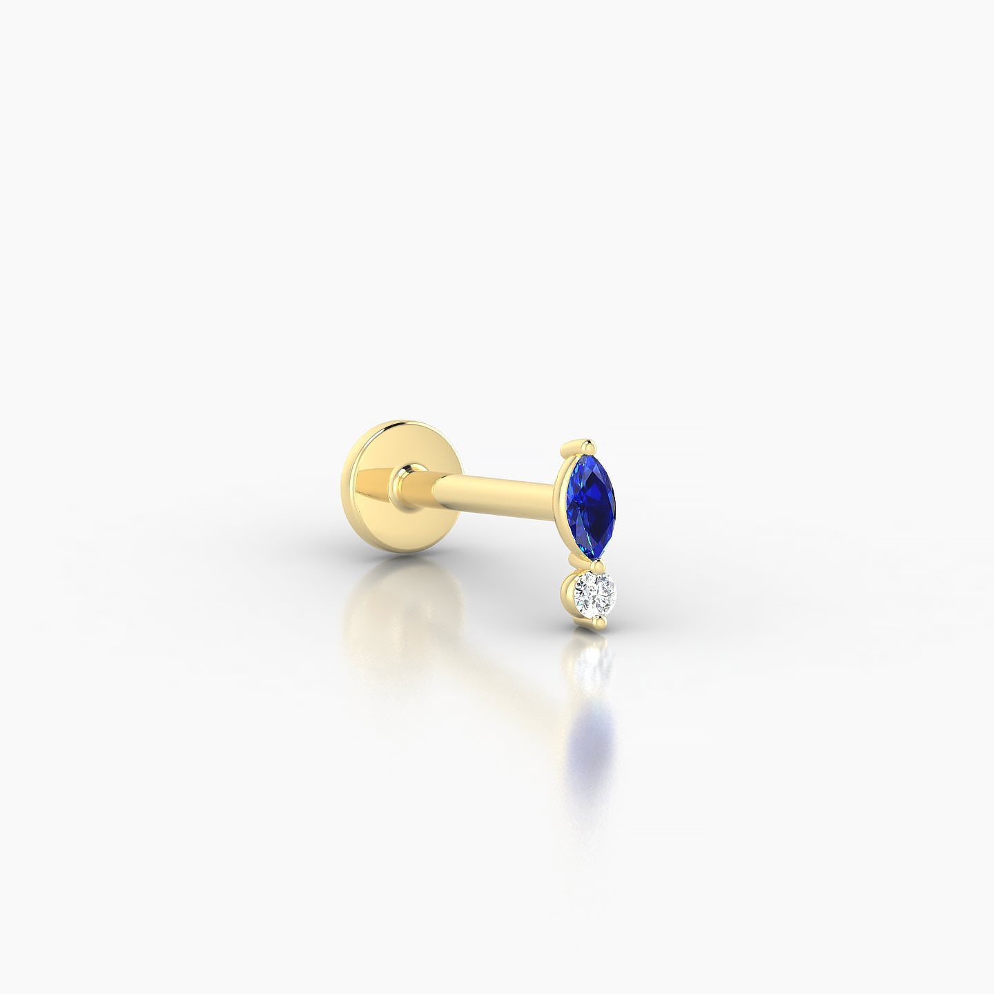 Thea | 18k Yellow Gold 8 mm 5.5 mm Sapphire & Diamond Nose Piercing