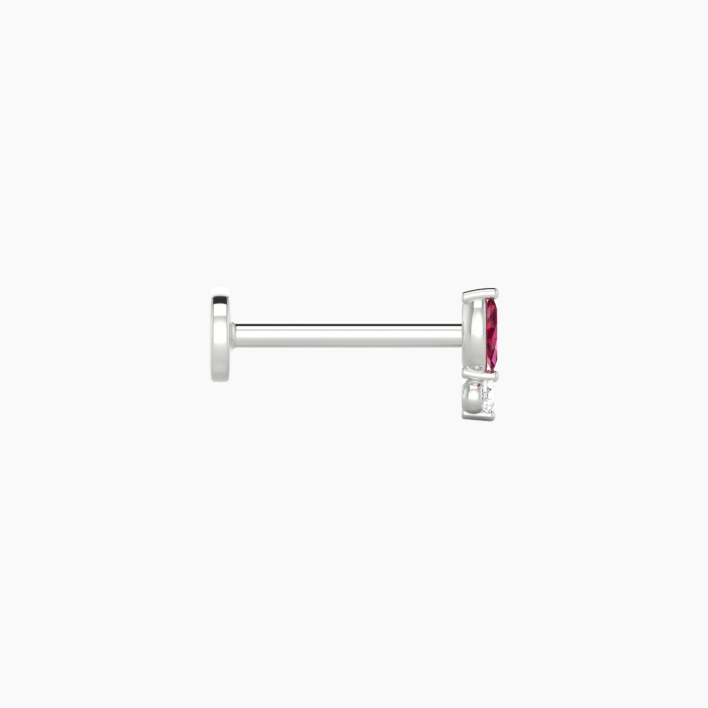 Thea | 18k White Gold 8 mm 5.5 mm Ruby & Diamond Nose Piercing