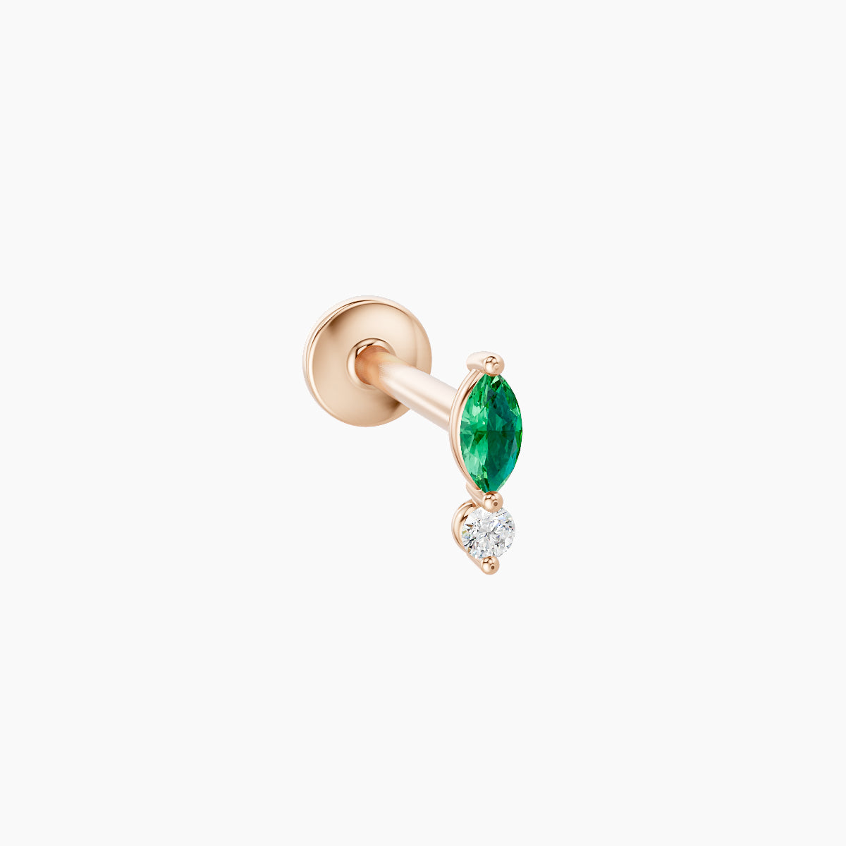 Thea | 18k Rose Gold 8 mm 5.5 mm Emerald & Diamond Piercing