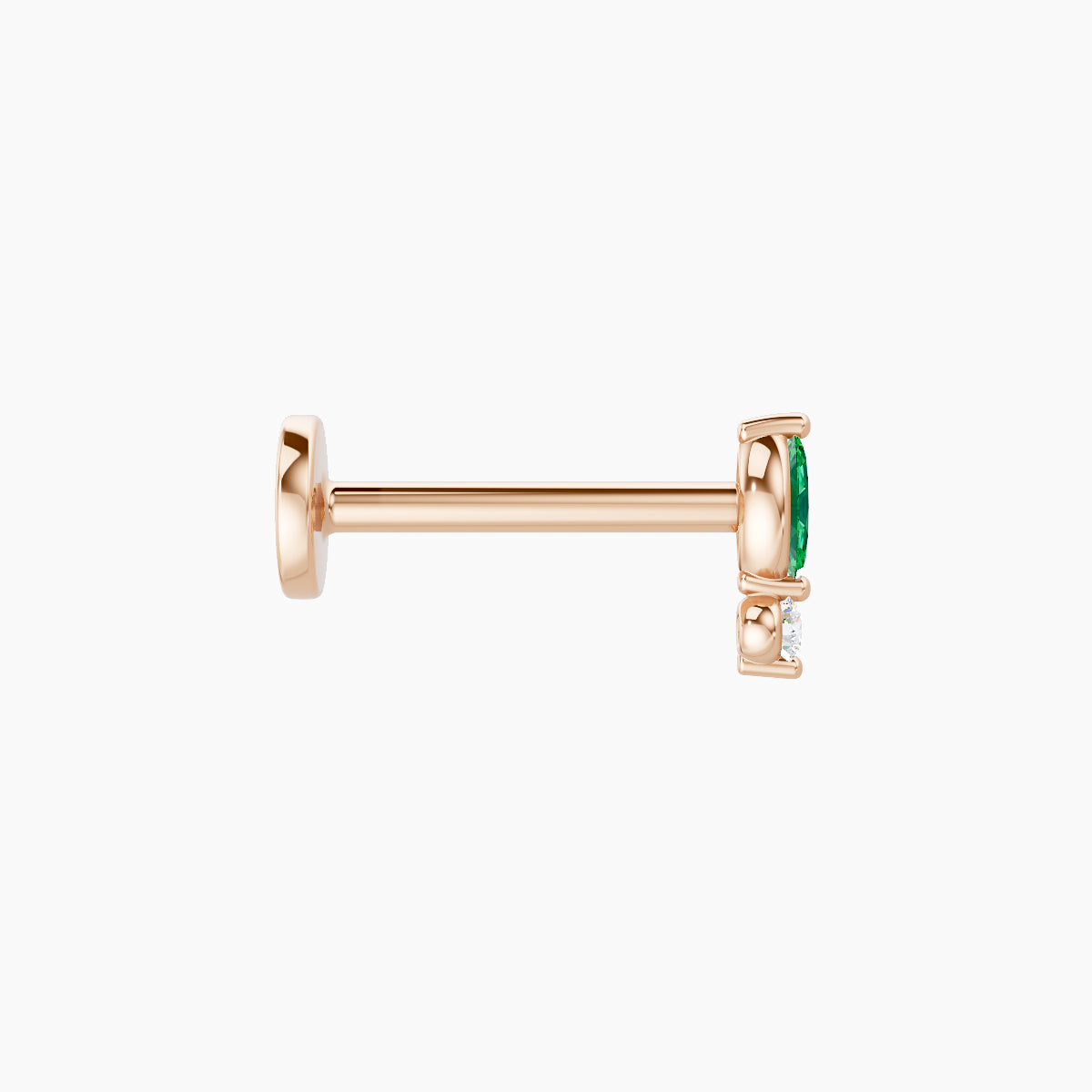 Thea | 18k Rose Gold 8 mm 5.5 mm Emerald & Diamond Piercing