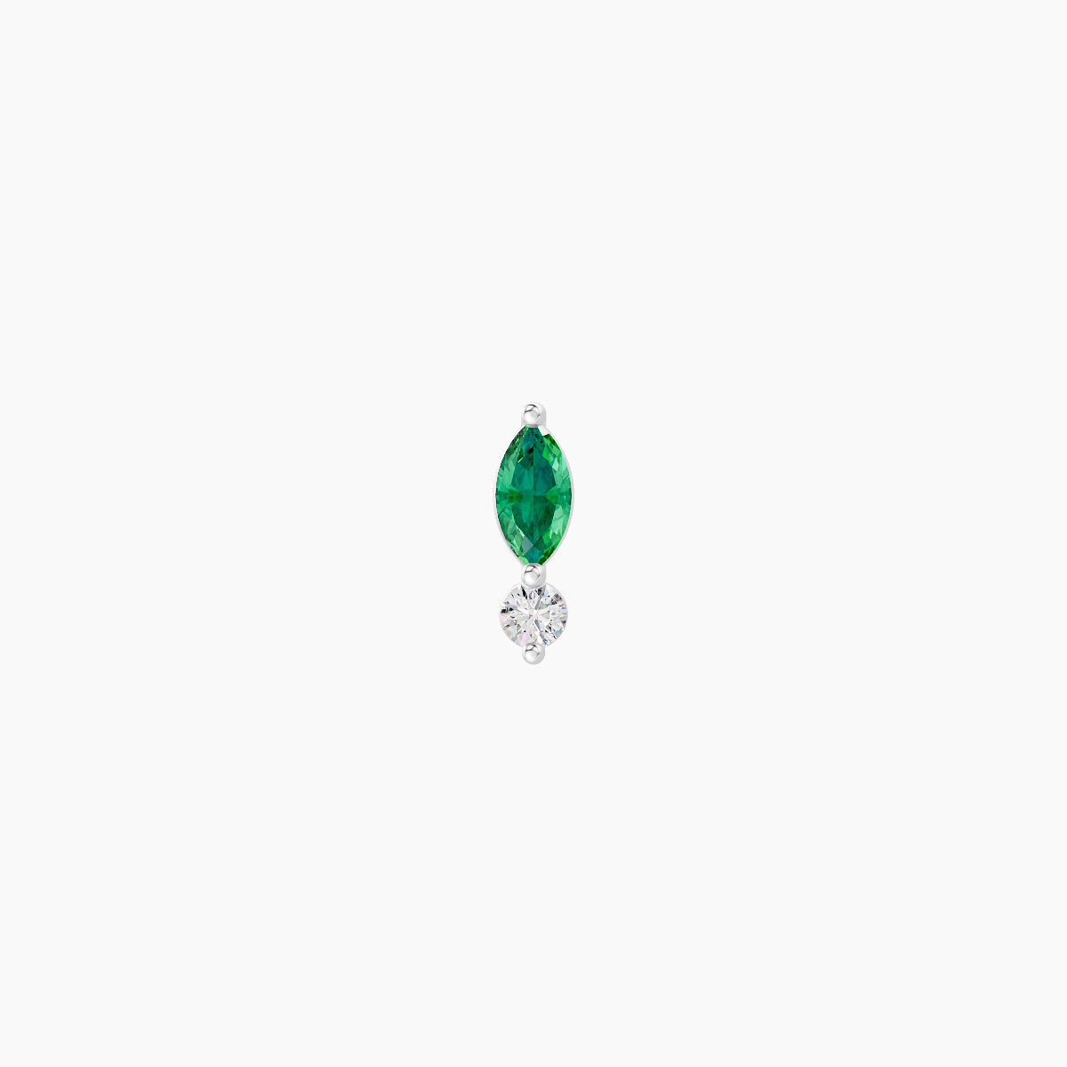 Thea | 18k White Gold 8 mm 5.5 mm Emerald & Diamond Piercing