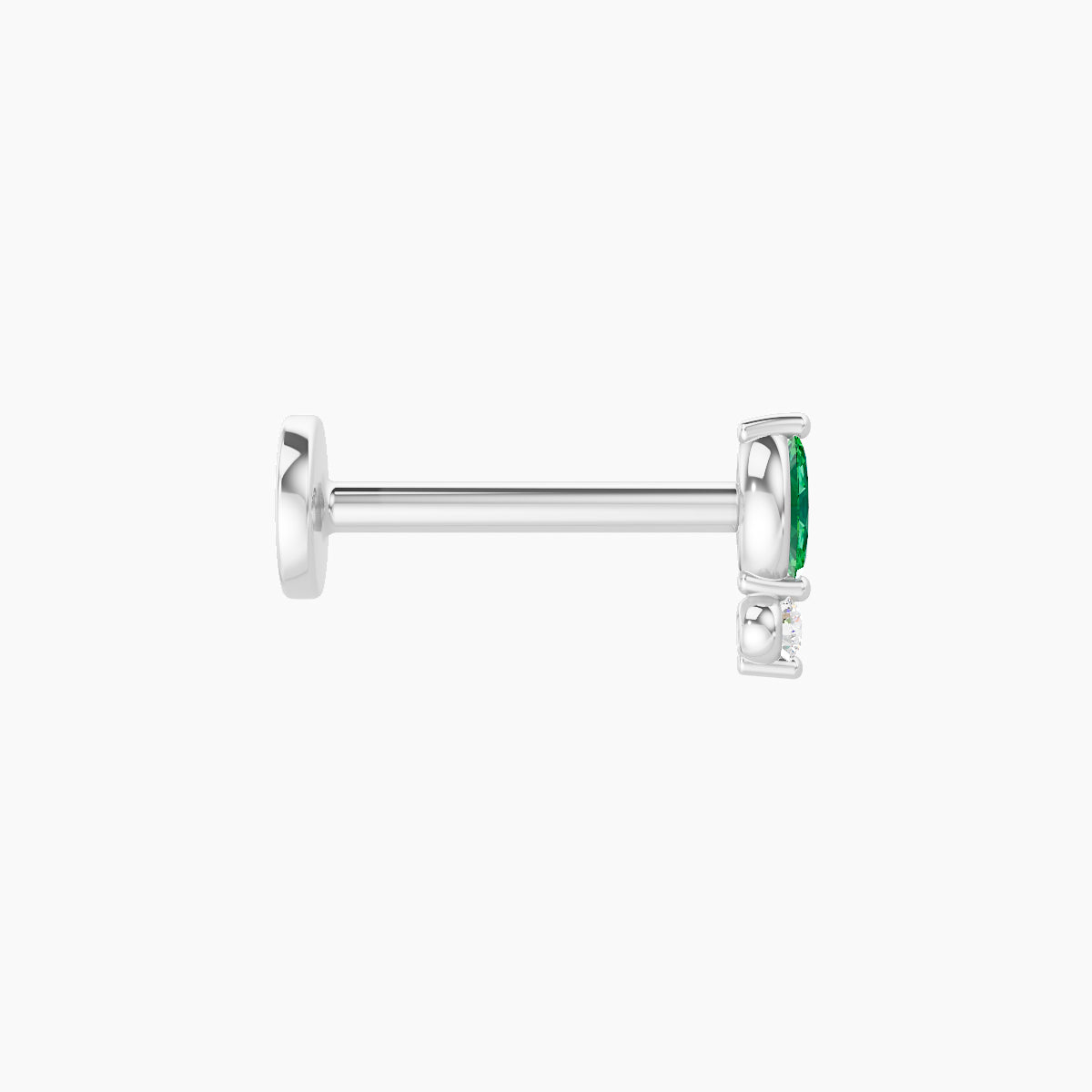 Thea | 18k White Gold 8 mm 5.5 mm Emerald & Diamond Piercing