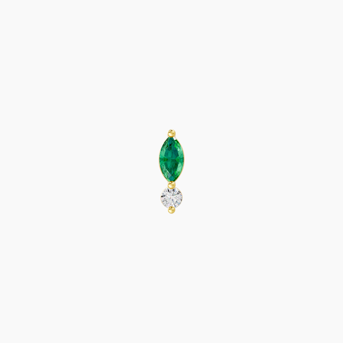 Thea | 18k Yellow Gold 8 mm 5.5 mm Emerald & Diamond Piercing